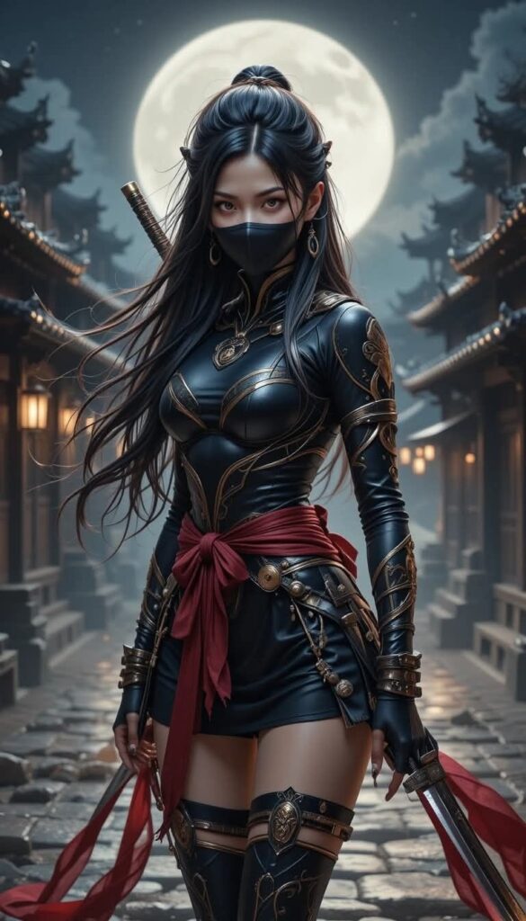Beautiful Ninja AI Girl Images 14